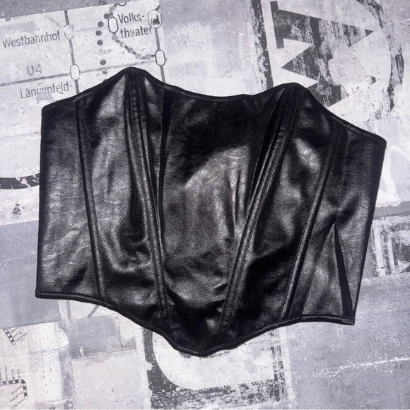 Scarlet Darkness Other - NWT Scarlet Darkness Goth Faux Leather Black Boned Corset SIZE 10 Lace up